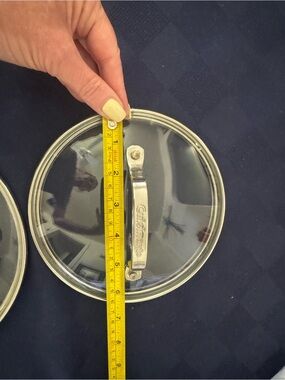 3-Cuisinart Tempered Clear Glass Lids with Silver Metal Handle